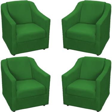 Imagem de Kit 4 Poltronas Mila Pé De Plástico Cromado - Verde Suede