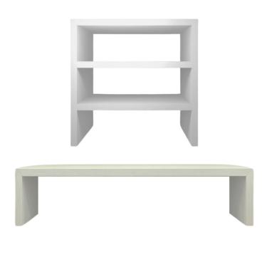 Imagem de Kit Suporte De Mesa Monitor E Escaninho Organizador Branco