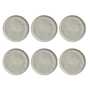 Imagem de Conjunto De Pratos Rasos Porto Brasil Linhas Pistache 6 Pçs Bege