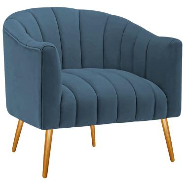 Imagem de Poltrona Decorativa Sala De Estar Recepção Senna Linho - Amarena Móveis Cor Azul Royal