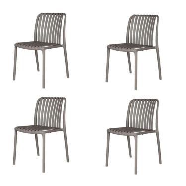 Imagem de Kit 4 Cadeiras Empilhável Inmetro Sem Braço Cancun Gávea Fratini 49 Cm Polipropileno Cinza