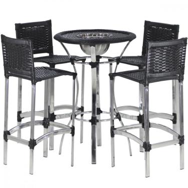 Imagem de 4 Banquetas Madri E Bistrô Com Balde Em Alumínio Trama Preto