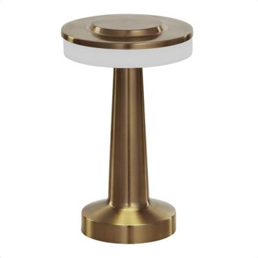 Imagem de Luminária Abajur Mesa Led Pharos Dimerizável S/ Fio Recarregável Ouro Taschibra