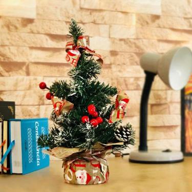 Imagem de Árvore De Natal Pequena Mesa 26cm Com Pinha Laço E Frutinhas - Wincy -
