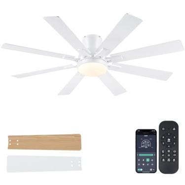 Imagem de Mpayel Ventiladores De Teto Com Luzes - Ventilador Interno Perfil Baixo 52" Controle Remoto/Aplicativo, 8 Lâminas, Montagem Embutida, Led Regulável Dc Reversível Moderno Para Quarto (Branco)