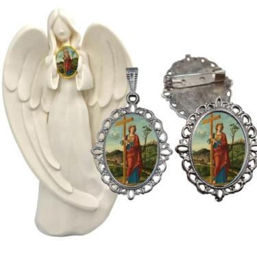 Imagem de Imagem Estatua Santa Helena Com Relicario Metal Broche Resinado Decora