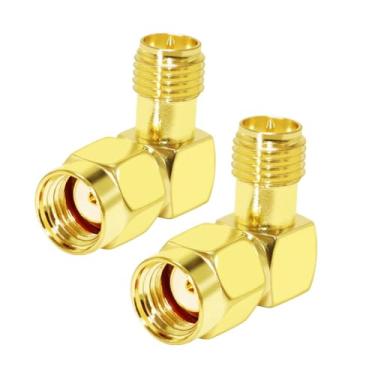 Imagem de CNARIO Adaptador Coaxial Sma, Conector De 90 Graus, Rpsma Macho Para Fêmea, Ângulo Reto, Cabo Banhado A Ouro Wi-Fi/Antena/Rádio Bidirecional/Drone Fpv, 2 Peças