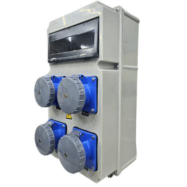 Imagem de Quadro Sobrepor C/ IDR125A + 2 Disj. Trip. SD C32A + 4 Tomadas Ind. S4249W IP-67 Cód. S1812208 – Steck