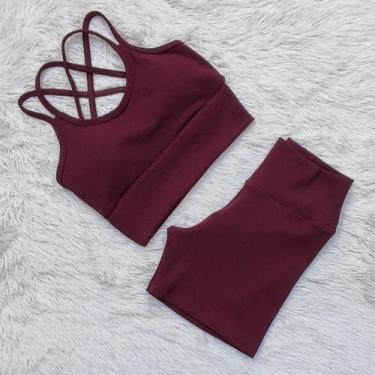 Imagem de Conjunto Ana Ruga Texturizado Para Academia Feminino Short Cós Alto To