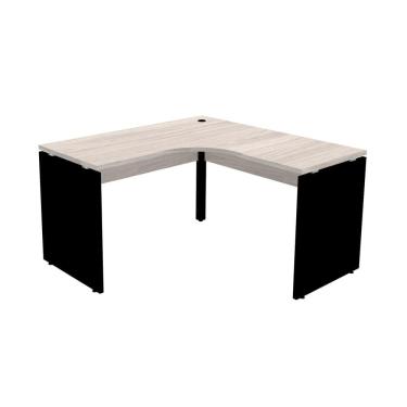 Imagem de Mesa de Escritório em L Pé Painel PE25 em MDP 155 x 155 x 60 cm Cor Nogueira CasaBlanca e Base Preta