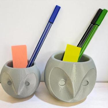 Imagem de Kit 2 Potes Corujas - Porta Treco, Caneta Enfeite Decoração - FLEX3D, 