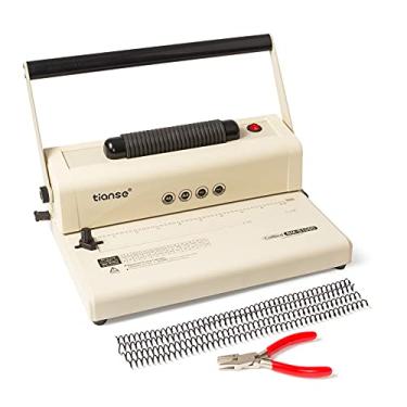 Imagem de TIANSE Máquina de encadernação de bobina, inserção de bobina elétrica, furo redondo manual, capacidade de perfuração de 15 folhas, perfeita para tamanho de carta/A4/A5, vem com 100 peças de pente de plástico de 9,5 mm e alicate
