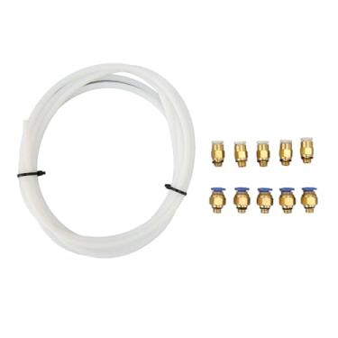 Imagem de Tubo PTFE de 2M para Filamento de 1,75 Mm, Tubo Bowden de PTFE Flexível e Resistente Ao Calor para Impressora 3D Com 5 Acessórios PC4 M6 e 5 Acessórios KJH04 M6, Metal