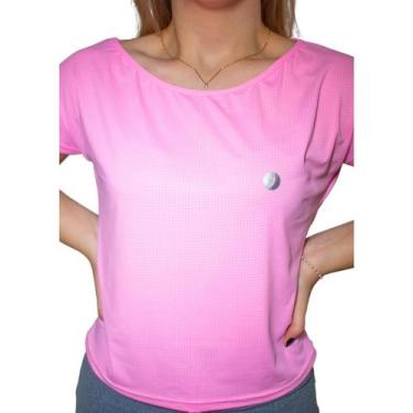 Imagem de Blusa Fitness Feminina Uv50+ Dryfit Poliamida Academia  Gola Canoa Com