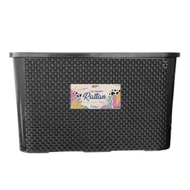 Imagem de Caixa Organizadora Rattan 70 Litros - Plastsu, Preto