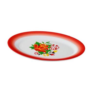 Imagem de Prato requintado e simples esmaltado nostálgico em forma de Dan para restaurantes chineses - prato oval duplo felicidade de 23 cm