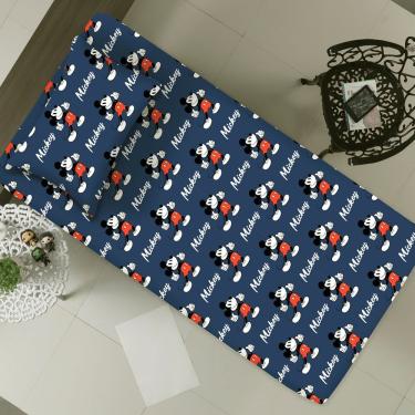 Imagem de Jogo De Cama Portallar Solteiro Malha Mista 65% Algodão E 35% Poliéster Estampado Disney Mickey Mouse 2 Pçs Azul