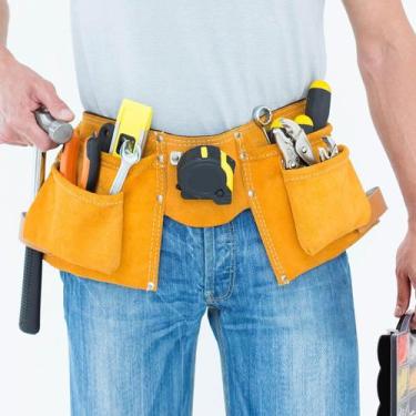 Imagem de Cinto Em Couro Carpinteiro Eletricista Porta Ferramentas - EDA