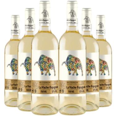 Imagem de Kit 6 Garrafas Vinho Branco La Vache Espagnole Macabeo 750ml