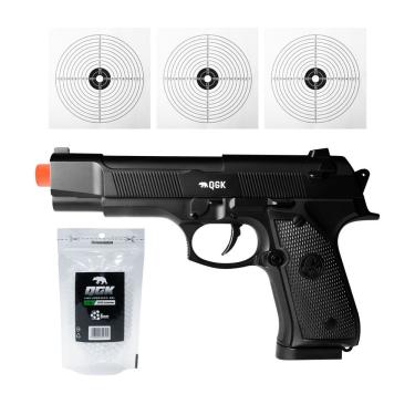Imagem de Pistola Airsoft Spring Full Metal Sp92t 6mm Qgk+1000bbs+alvo Preto 6 Mm