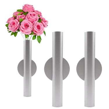 Imagem de Suporte de vaso de parede de metal adesivo – tubo decorativo para exibição floral fresco/seco/sintético, resistente à ferrugem, casa e escritório, sala de jantar também adequado para decoração de