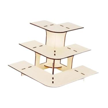 Imagem de Bothyi Suporte de exposição de canto de 3 níveis para produtos, suporte de exposição de varejo com prateleiras, portátil para feiras de alimentos e mercados, Cor de Madeira Do Arco