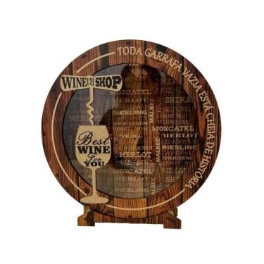 Imagem de Porta Rolhas De Vinho e Espumante Quadro De Parede ou Mesa Redondo Dec