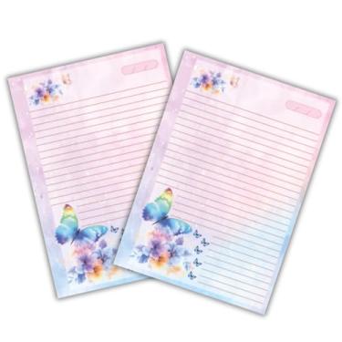 Imagem de Refil de fichário 80 folhas universitário borboleta encantada decorada pautada