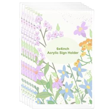 Imagem de PATIKIL Suporte de placa de acrílico, pacote com 6, suporte de papel de parede de 15 x 10 cm, moldura transparente com fita adesiva dupla face para escritório, restaurante, memorando, guia de menu