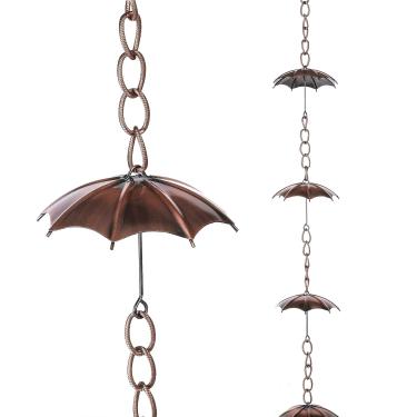 Imagem de Correntes de chuva decorativas de metal 183 cm ajustável para guarda-chuva para casa, jardim, pátio, decoração externa, substituição funcional e decorativa para calhas