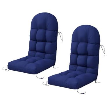 Imagem de Sannwsg Adirondack Conjunto de 2 almofadas para cadeira de balanço, almofadas de pátio com encosto alto, almofadas espessas resistentes ao clima com 6 laços, antiderrapante, desbotamento e à prova