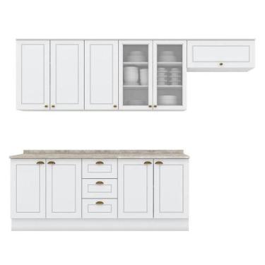 Imagem de Cozinha Modulada Americana 6 Peças Branco Com Tampo Calcare  Henn - MÓ