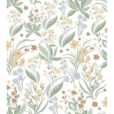 Imagem de Aniboo Papel de parede floral para contato floral boho floral papel de parede autoadesivo removível para quarto de banho papel de contato impermeável folha de flores silvestres colorida 190 cm C 43 cm