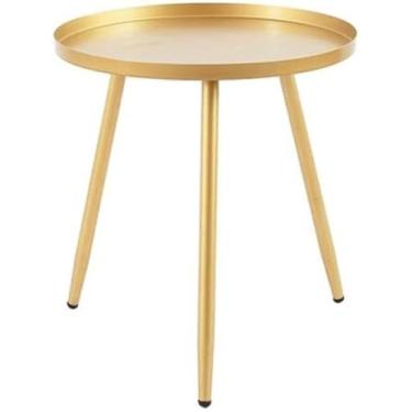 Imagem de Mesa De Escritório Mesa Decorativa Mesa Lateral De Metal Moderno Mesa De Centro De Ferro Forjado Nórdico Varanda Mesa De Cabeceira Do Quarto Mini Mesa Mesa Redonda, White, 46X50Cm