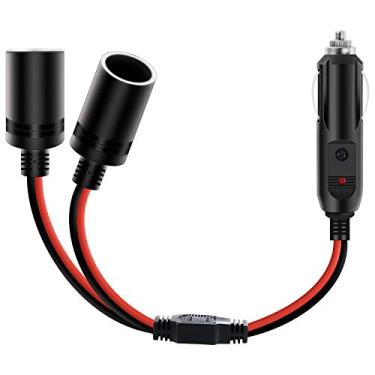 Imagem de Nilight Soquete divisor de isqueiro de carro divisor de 2 vias divide 1 porta de cigarro de carro para 2 portas DC Adaptador divisor de porta de carregador de energia com fusível em linha de 15 A, 2