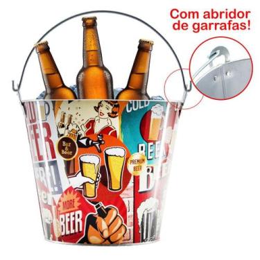 Imagem de Kit 2 Baldes De Gelo Para Cerveja Estampado Em Metal Galvanizado 4,8 L