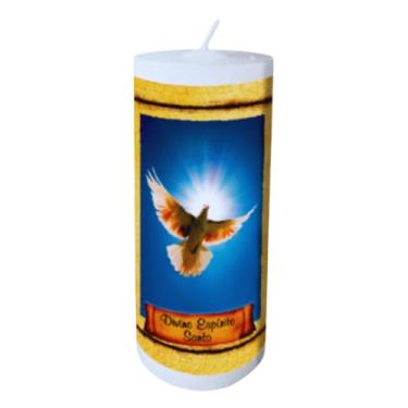 Imagem de Vela De Novena Do DIVINO ESPÍRITO SANTO, De 9 dias, 17 Cm e 370 G, Com Oração Personalizada No Rótulo. Marca Velas Estrela.