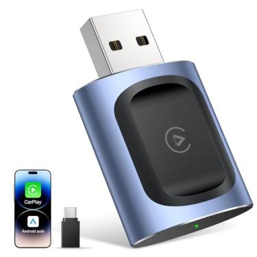 Imagem de AuroraLink Adaptador automotivo sem fio Carplay e Android 2 em 1, estável e sem atraso, adaptador Carplay sem fio, converte com fio para dongle de reprodução de carro sem fio para iOS 10+/Android 11+