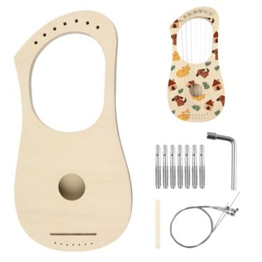Imagem de Goghost Kit DIY Lyre Harp 7 cordas, kit de instrumentos de madeira feito à mão com cordas de corpo de tasswood chave de afinação, pinos de ponte de sela, montagem fácil para iniciantes e entusiastas