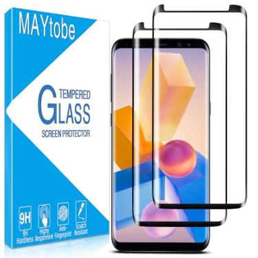 Imagem de MAYtobe [Pacote com 2 para Samsung Galaxy S9 Plus, Galaxy S9+ Protetor de tela de vidro temperado 3D curvado, sem bolhas, resistente a arranhões, fácil de instalar