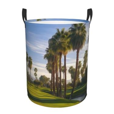 Imagem de Cesta de lavanderia dobrável impermeável para campo de golfe, palmeira, cesto de armazenamento de roupas com alças, pano Oxford, organizador de brinquedos, cesta para banheiro, lavanderia, quarto