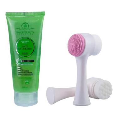 Imagem de Kit Limpeza Facial Escova Massageadora E Sabonete Liquido - PhálleBeau
