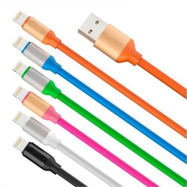 Imagem de Kit 5 Cabos carregador Turbo Lightning 2 Metros Emborrachado Colorido 