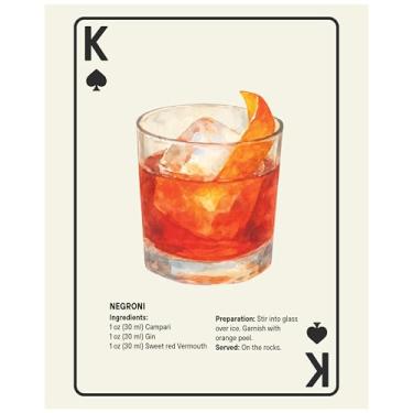Imagem de Shuffle Club Co. Série Negroni – Pôster de coquetel 20 x 25 | Arte de parede vintage com estampa de bar inspirada em aquarela, feito em Nashville EUA (King of Spades, 20 x 25, sem moldura)