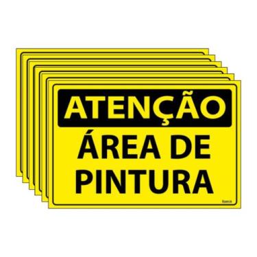 Imagem de Combo 6 Placas De Sinalização Atenção Área De Pintura 30x20 Ecom IA - 