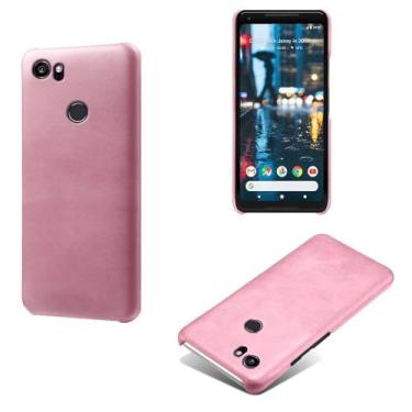 Imagem de Capa para Google Pixel 2XL,Proteção contra quedas,Casca de volta de cor sólida simples,Design de couro de imitação de plástico-Pink