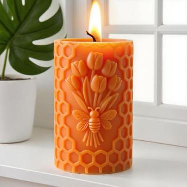 Imagem de Vela cilíndrica de favo de mel, suculenta, cilindro de peônia, molde de resina - moldes de silicone de fundição de resina para decoração de casa e fabricação de velas, molde espiral ondulado