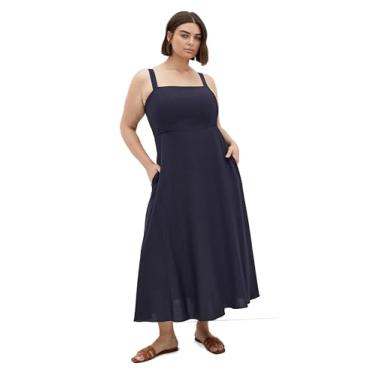 Imagem de City Chic Vestido feminino plus size - Collins gola reta maxi, Azul marino, 46