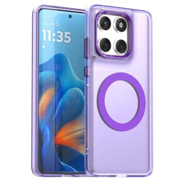 Imagem de Pzwoxukhov Capa compatível com Motorola Edge 60 Fusion, compatível com Magsafe, capa magnética à prova de choque, compatível com Motorola Edge 60 Fusion capa roxa