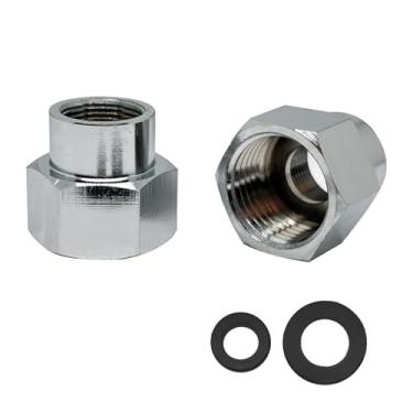 Imagem de 1 peça 9/16 UNF fêmea para adaptador de mangueira de torneira fêmea G1/2, conector de tubo de latão, com arruela de borracha, para torneira de cozinha e banheiro encaixe de tubulação